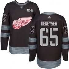 Men's Adidas Detroit Red Wings #65 Danny DeKeyser Authentic Black 1917-2017 100th Anniversary NHL Jersey