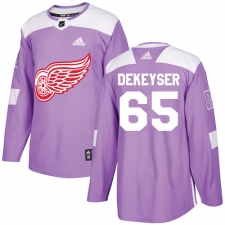 Men's Adidas Detroit Red Wings #65 Danny DeKeyser Authentic Purple Fights Cancer Practice NHL Jersey