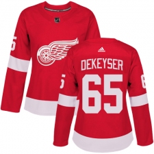Women's Adidas Detroit Red Wings #65 Danny DeKeyser Authentic Red Home NHL Jersey