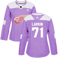 Women's Adidas Detroit Red Wings #71 Dylan Larkin Authentic Purple Fights Cancer Practice NHL Jersey