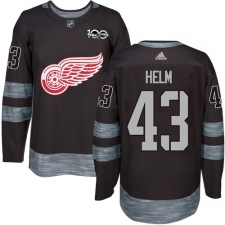 Men's Adidas Detroit Red Wings #43 Darren Helm Authentic Black 1917-2017 100th Anniversary NHL Jersey