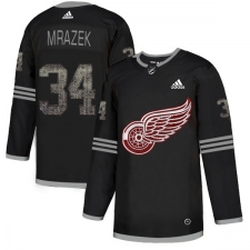 Men's Adidas Detroit Red Wings #34 Petr Mrazek Black Authentic Classic Stitched NHL Jersey