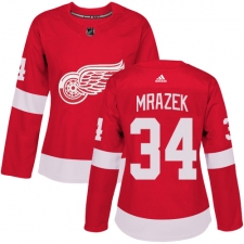 Women's Adidas Detroit Red Wings #34 Petr Mrazek Authentic Red Home NHL Jersey