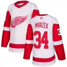 Women's Adidas Detroit Red Wings #34 Petr Mrazek Authentic White Away NHL Jersey