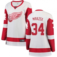 Women's Detroit Red Wings #34 Petr Mrazek Authentic White Away Fanatics Branded Breakaway NHL Jersey