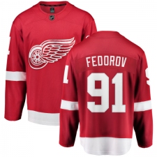 Youth Detroit Red Wings #91 Sergei Fedorov Fanatics Branded Red Home Breakaway NHL Jersey