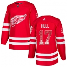 Men's Adidas Detroit Red Wings #17 Brett Hull Authentic Red Drift Fashion NHL Jersey