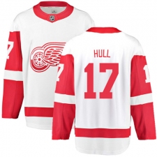 Men's Detroit Red Wings #17 Brett Hull Fanatics Branded White Away Breakaway NHL Jersey