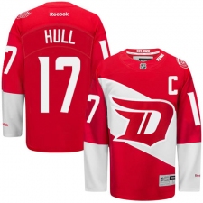 Men's Reebok Detroit Red Wings #17 Brett Hull Authentic Red 2016 Stadium Series NHL Jersey