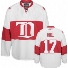 Men's Reebok Detroit Red Wings #17 Brett Hull Authentic White Third NHL Jersey