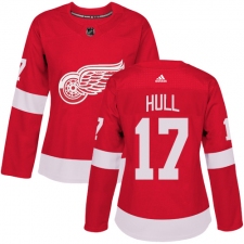 Women's Adidas Detroit Red Wings #17 Brett Hull Authentic Red Home NHL Jersey