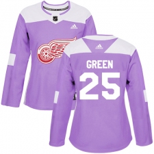 Women's Adidas Detroit Red Wings #25 Mike Green Authentic Purple Fights Cancer Practice NHL Jersey