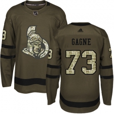 Men's Adidas Ottawa Senators #73 Gabriel Gagne Authentic Green Salute to Service NHL Jersey