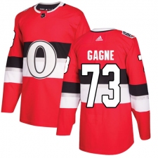Men's Adidas Ottawa Senators #73 Gabriel Gagne Authentic Red 2017 100 Classic NHL Jersey