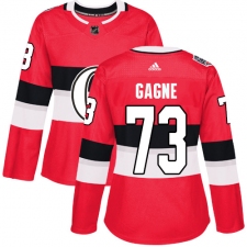 Women's Adidas Ottawa Senators #73 Gabriel Gagne Authentic Red 2017 100 Classic NHL Jersey