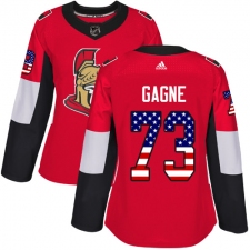 Women's Adidas Ottawa Senators #73 Gabriel Gagne Authentic Red USA Flag Fashion NHL Jersey