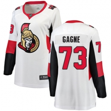 Women's Ottawa Senators #73 Gabriel Gagne Fanatics Branded White Away Breakaway NHL Jersey