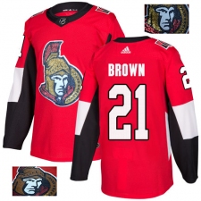 Men's Adidas Ottawa Senators #21 Logan Brown Authentic Red Fashion Gold NHL Jersey