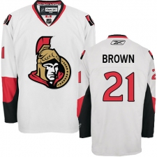 Men's Reebok Ottawa Senators #21 Logan Brown Authentic White Away NHL Jersey