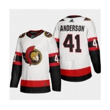 Men's Ottawa Senators #41 Craig Anderson White 2020-21 Authentic Player Away Stitched Hockey Jersey