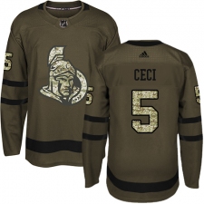Youth Adidas Ottawa Senators #5 Cody Ceci Authentic Green Salute to Service NHL Jersey