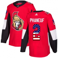 Men's Adidas Ottawa Senators #2 Dion Phaneuf Authentic Red USA Flag Fashion NHL Jersey