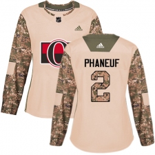 Women's Adidas Ottawa Senators #2 Dion Phaneuf Authentic Camo Veterans Day Practice NHL Jersey