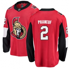 Youth Ottawa Senators #2 Dion Phaneuf Fanatics Branded Red Home Breakaway NHL Jersey