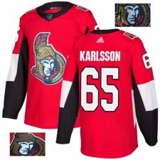 Men's Adidas Ottawa Senators #65 Erik Karlsson Authentic Red Fashion Gold NHL Jersey