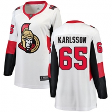 Women's Ottawa Senators #65 Erik Karlsson Fanatics Branded White Away Breakaway NHL Jersey