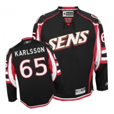 Women's Reebok Ottawa Senators #65 Erik Karlsson Authentic Black Third NHL Jersey