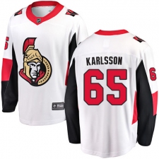 Youth Ottawa Senators #65 Erik Karlsson Fanatics Branded White Away Breakaway NHL Jersey