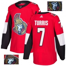 Men's Adidas Ottawa Senators #7 Kyle Turris Authentic Red Fashion Gold NHL Jersey
