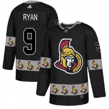Men's Adidas Ottawa Senators #9 Bobby Ryan Authentic Black Team Logo Fashion NHL Jersey