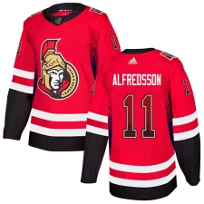 Men's Adidas Ottawa Senators #11 Daniel Alfredsson Authentic Red Drift Fashion NHL Jersey