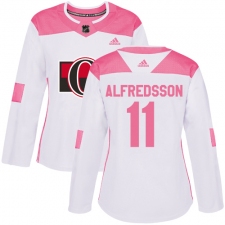 Women's Adidas Ottawa Senators #11 Daniel Alfredsson Authentic White/Pink Fashion NHL Jersey
