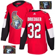 Men's Adidas Ottawa Senators #32 Chris Driedger Authentic Red Fashion Gold NHL Jersey