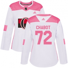 Women's Adidas Ottawa Senators #72 Thomas Chabot Authentic White/Pink Fashion NHL Jersey