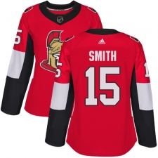 Women's Adidas Ottawa Senators #15 Zack Smith Authentic Red Home NHL Jersey