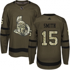 Youth Adidas Ottawa Senators #15 Zack Smith Authentic Green Salute to Service NHL Jersey