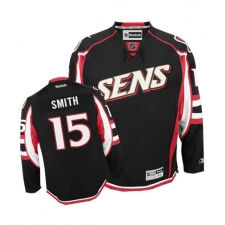 Youth Reebok Ottawa Senators #15 Zack Smith Authentic Black Third NHL Jersey