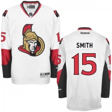 Youth Reebok Ottawa Senators #15 Zack Smith Authentic White Away NHL Jersey