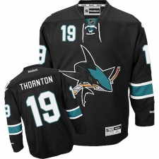 Women's Reebok San Jose Sharks #19 Joe Thornton Authentic Black Third NHL Jersey