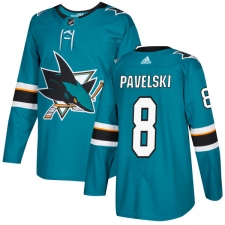 Youth Adidas San Jose Sharks #8 Joe Pavelski Authentic Teal Green Home NHL Jersey