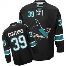 Men's Reebok San Jose Sharks #39 Logan Couture Authentic Black Third NHL Jersey