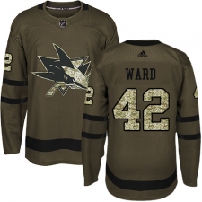 Youth Adidas San Jose Sharks #42 Joel Ward Authentic Green Salute to Service NHL Jersey