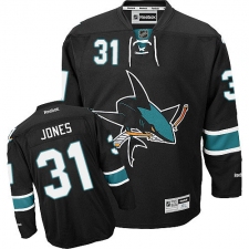 Men's Reebok San Jose Sharks #31 Martin Jones Authentic Black Third NHL Jersey