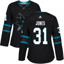 Women's Adidas San Jose Sharks #31 Martin Jones Premier Black Alternate NHL Jersey