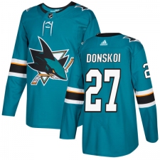 Youth Adidas San Jose Sharks #27 Joonas Donskoi Premier Teal Green Home NHL Jersey