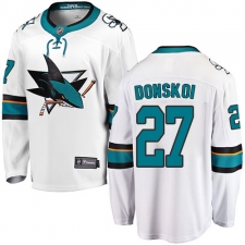 Youth San Jose Sharks #27 Joonas Donskoi Fanatics Branded White Away Breakaway NHL Jersey